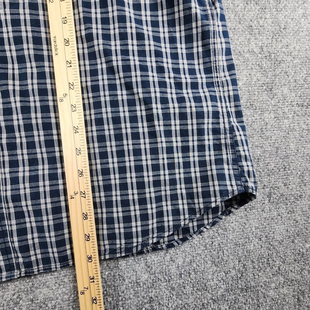 Timberland Mens XL Slim Fit Plaid Button Down Shirt Navy Blue White Long Sleeve - Picture 4 of 6